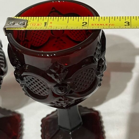 Avon Vintage 1876 Cape Cod Collection Ruby Red Pressed Glass Goblets, 2 Small - Picture 6 of 7
